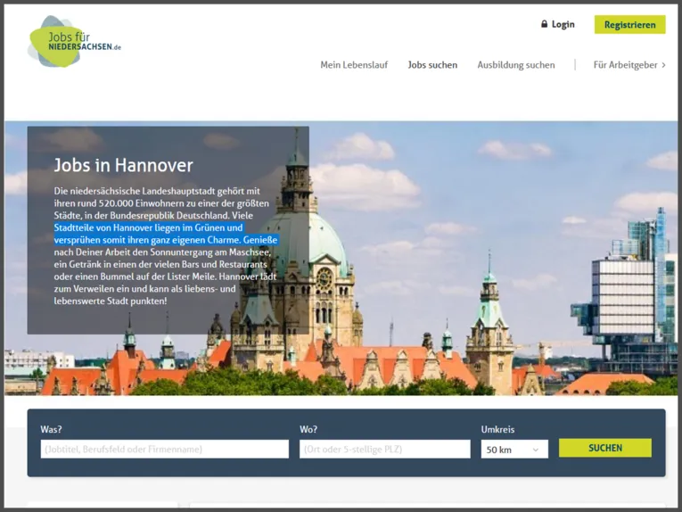 Jobs für Niedersachsen